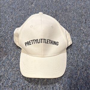 PrettyLittleThing embroidered White Baseball Cap Hat Women's Adjustable